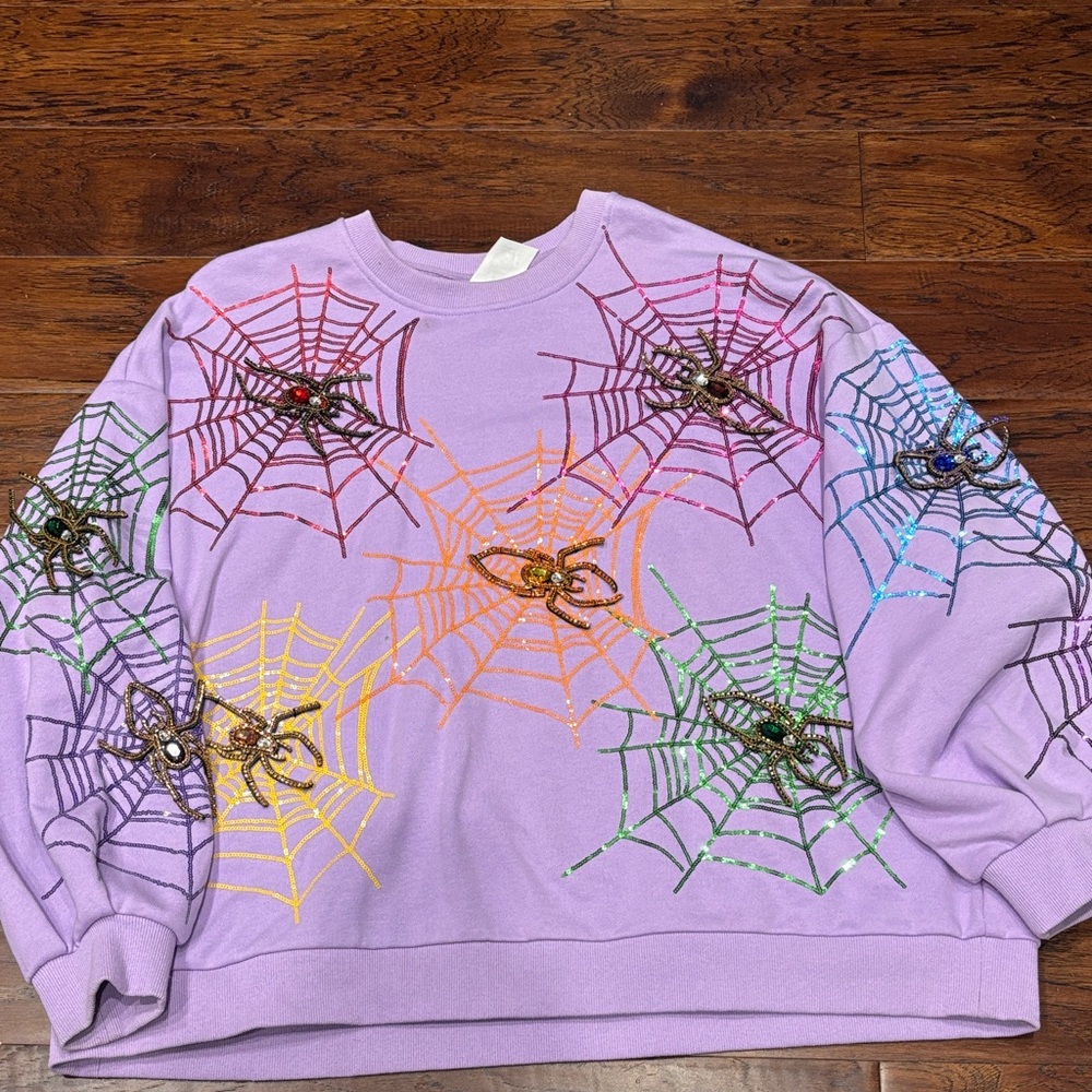 Queen of sparkles Colorful Spider Web Sweater